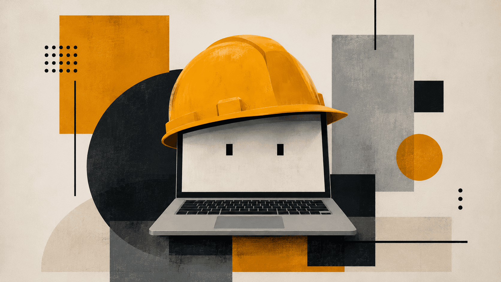 A laptop with a hardhat