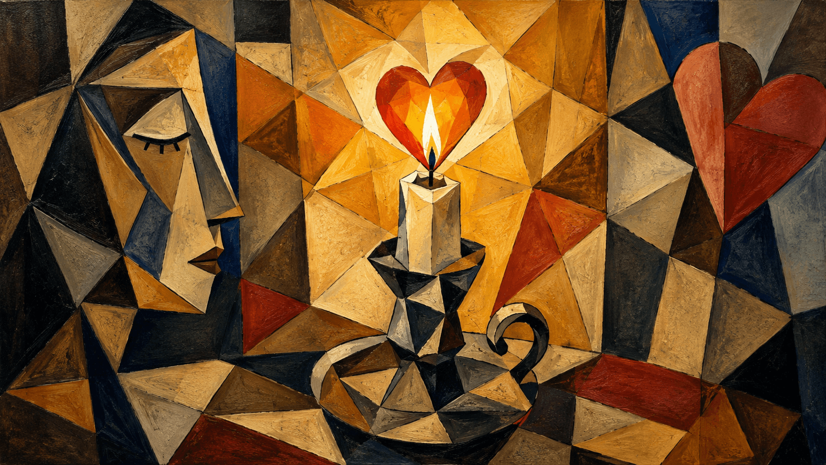 Candlelight of love in cubist form