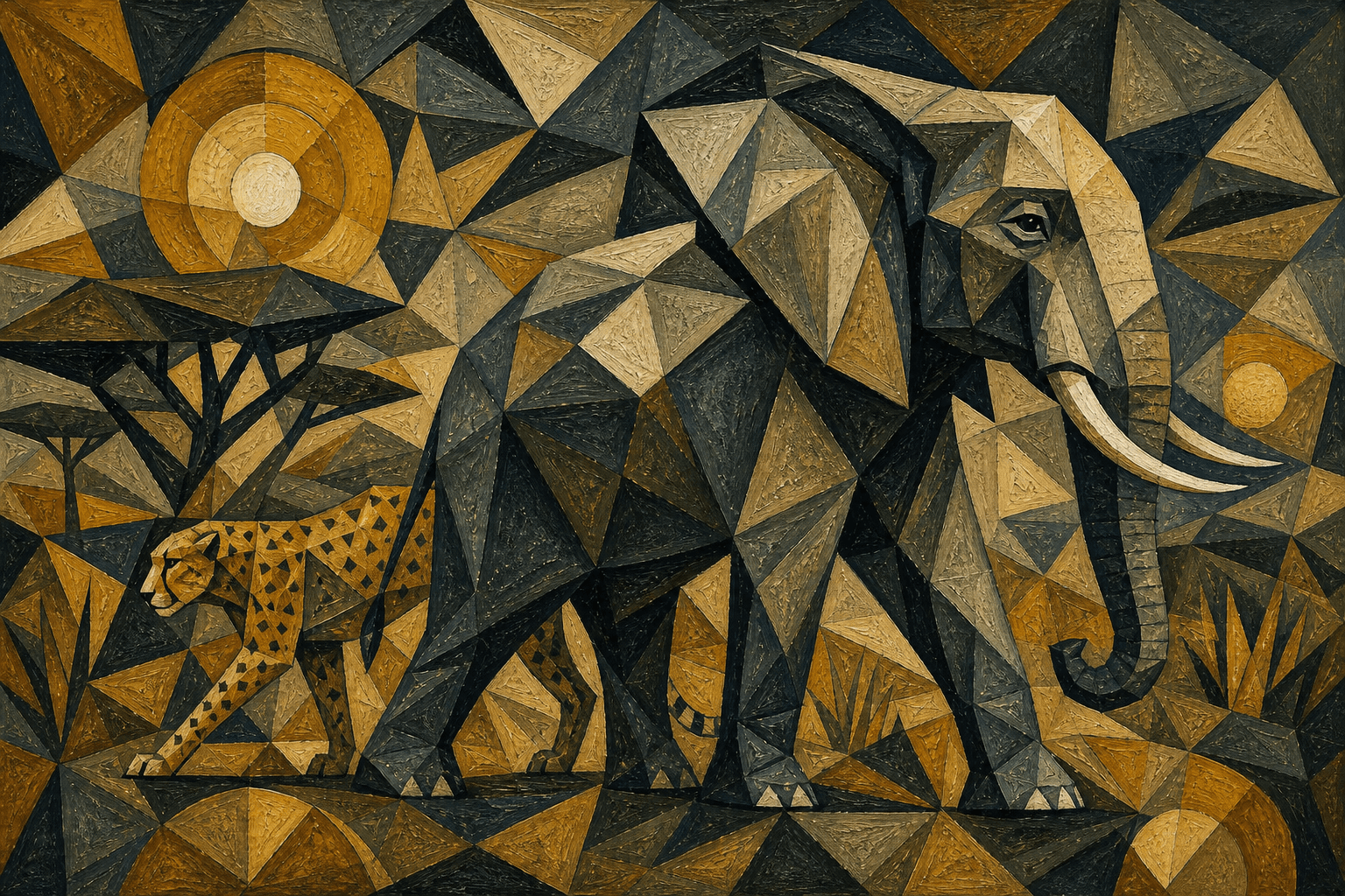 a cheetah following an elephant